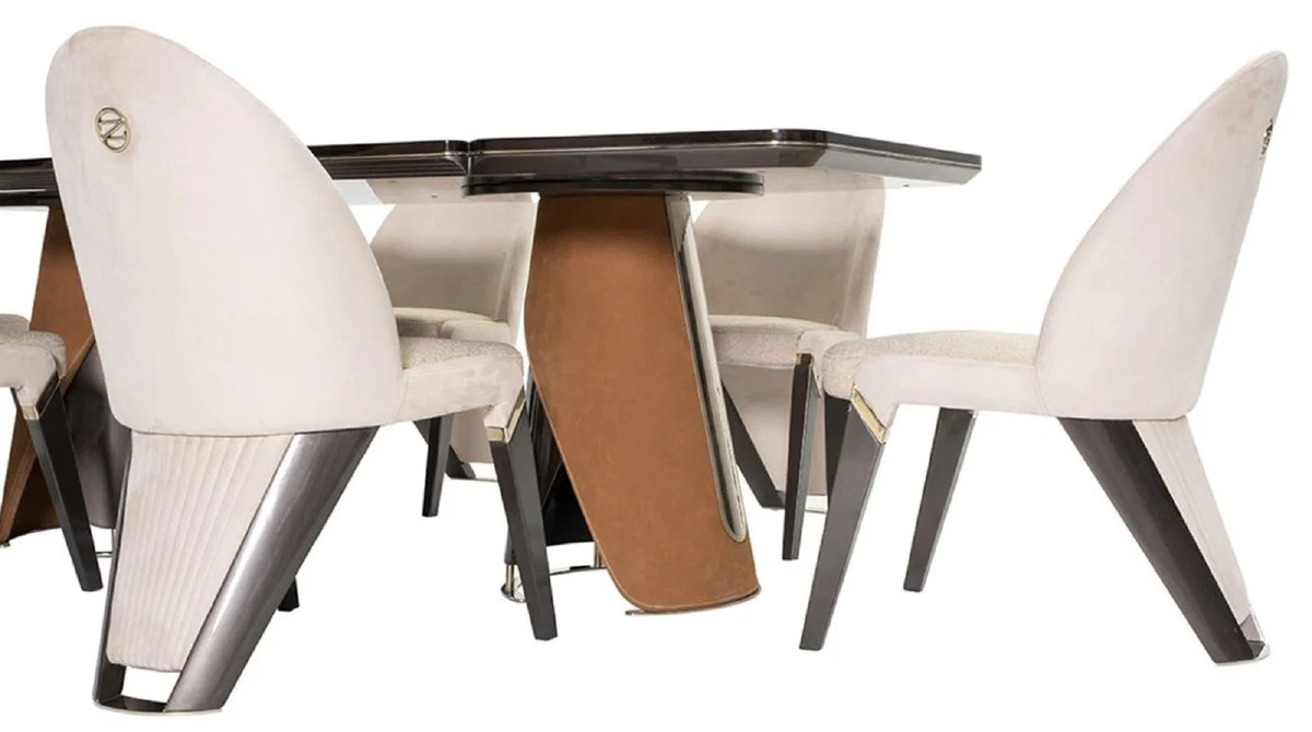 Luxury dining room chair set of 6 cream / gray / gold 57 x 70 x H. 91.5 - dining room furniture - luxury furniture - luxury furnishings