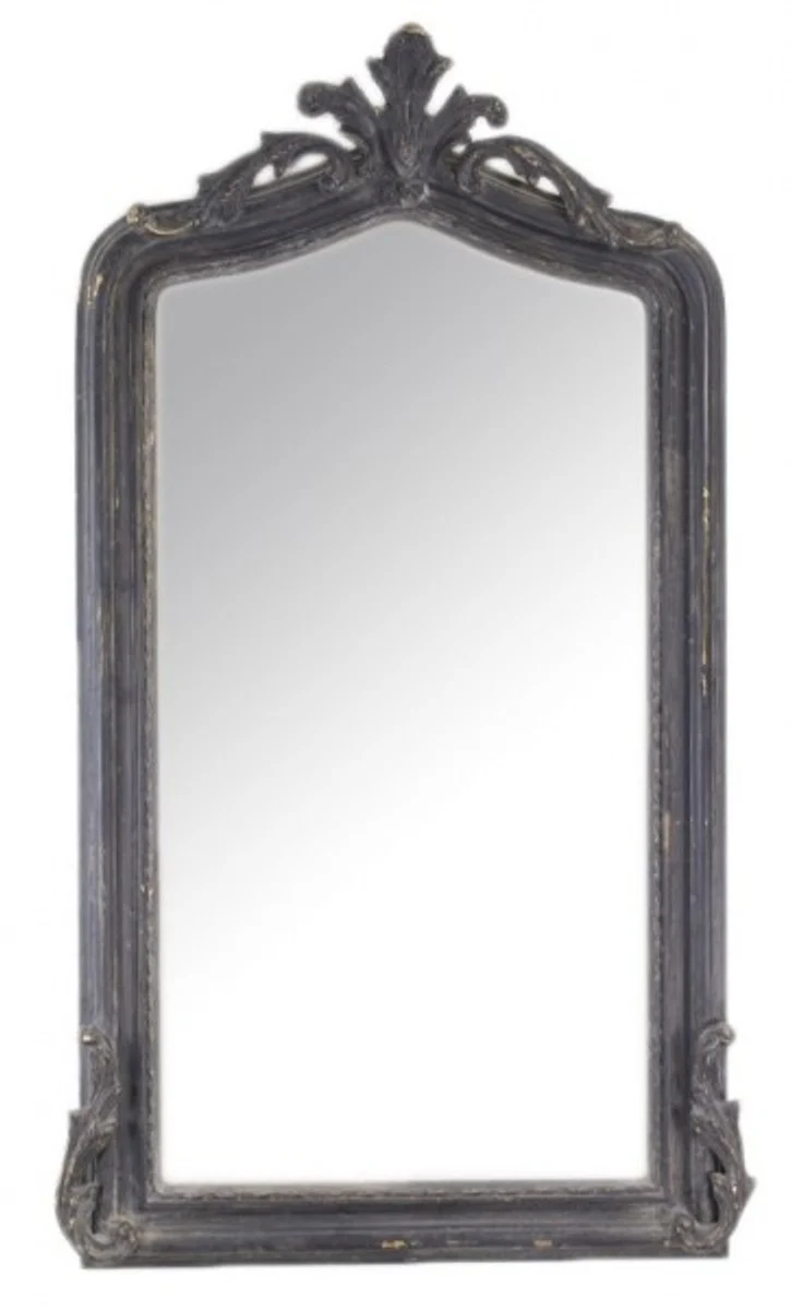Luxury Baroque Wall Mirror Antique Black 150 x 75 cm - Solid and Heavy - Black Mirror