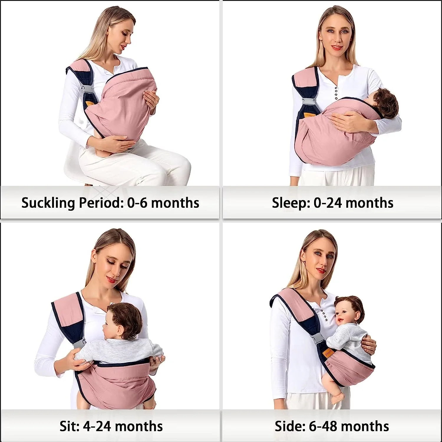 Babytrage für Neugeborene bis Kleinkinder, leichte Babytrage, Babytragetuch, Baby-Hüftsitztrage für Kleinkindertrage, Babyhaltertrage, Stilltrage, Tragkraft 3,6–20,3 kg, Grau