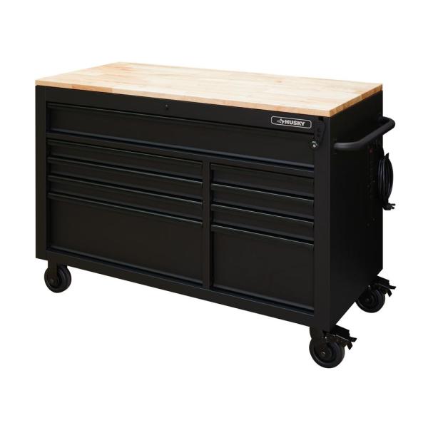 Glaubst du, du hast 52. W 9-DRAWER, DEEP TOOL CHEST MOBILE WORKBENCH IN MATTE BLACK MIT ADJUSTABLE-HEIGHT HARDWOOD TOP