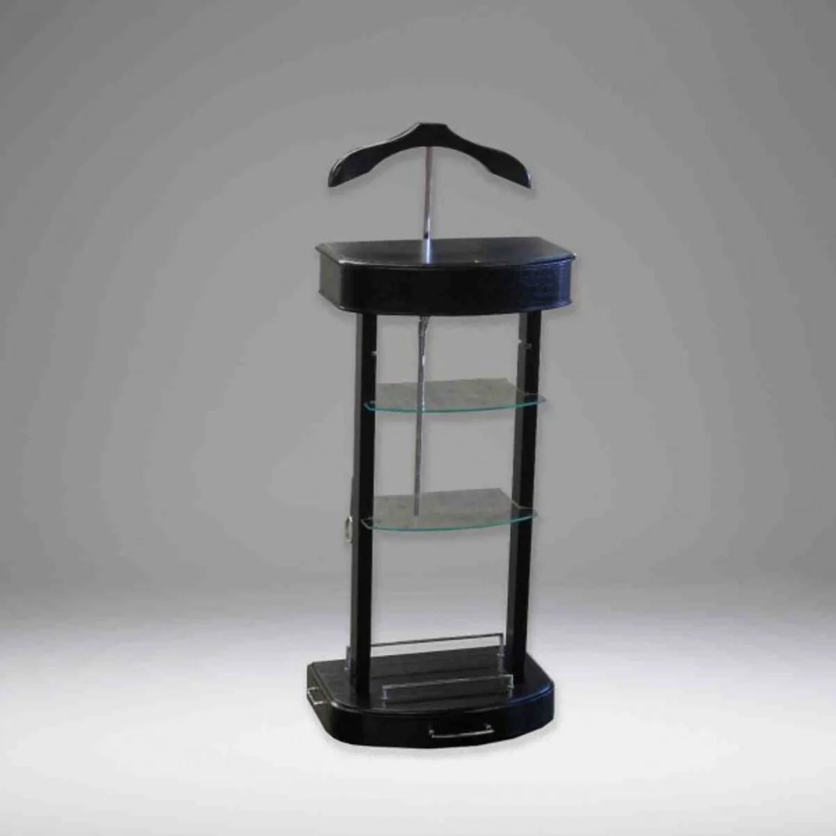 Designer luxury wardrobe stand with mirror and shelves black - Dressboy - clothes rack suit stand - Baroque Empire Art Deco Art Nouveau Biedermeier