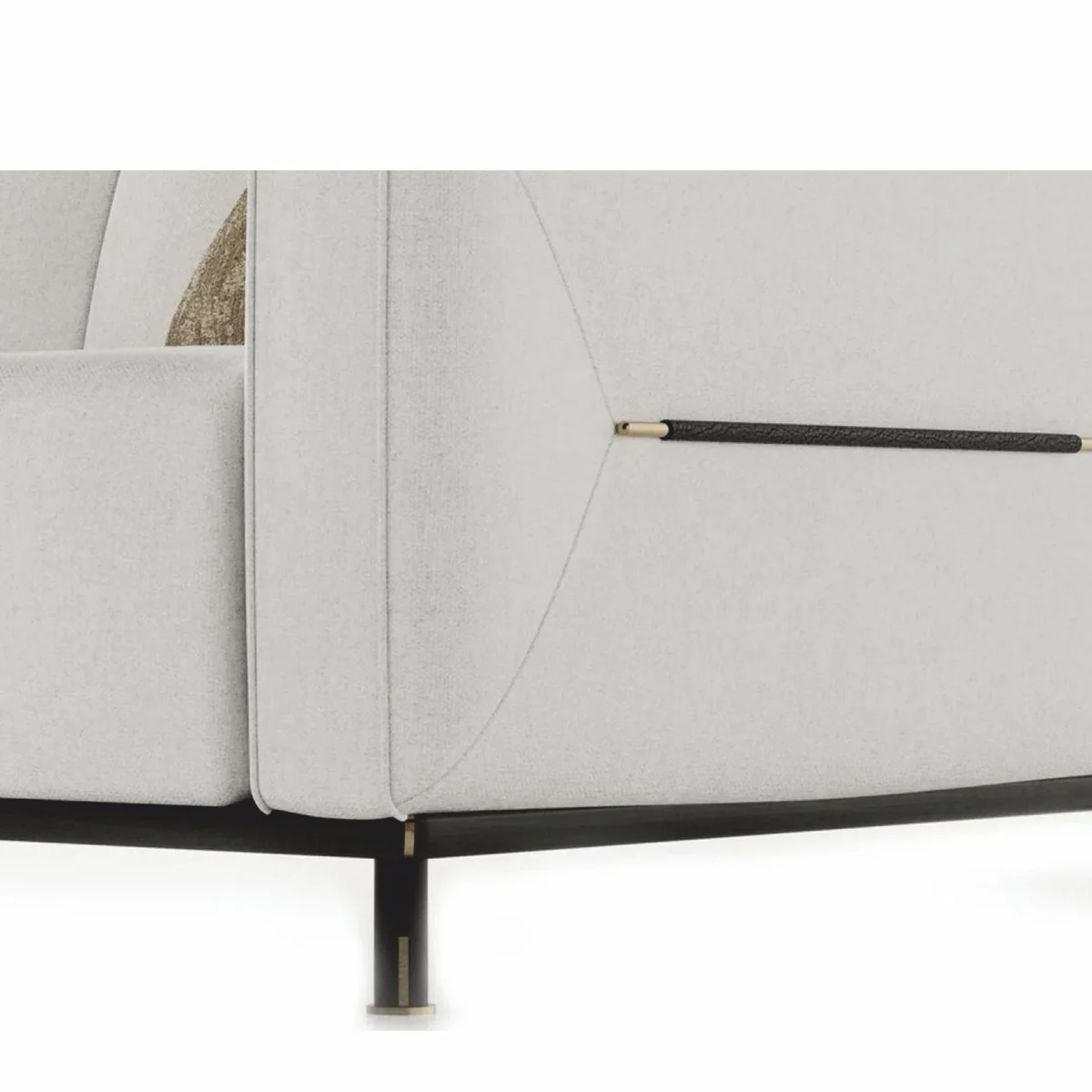 Luxury Living Room & Hotel Sofa Light Gray / Black / Brass 260 cm - Luxury Furniture