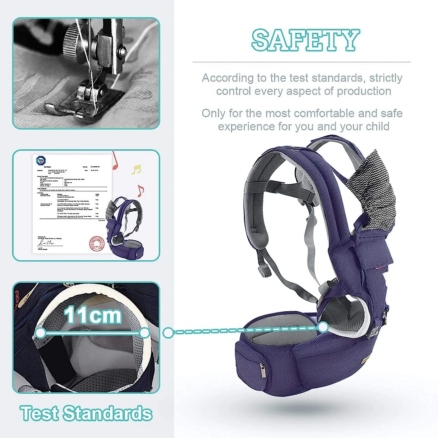 Baby – Tragehilfe, 6-in-1-Babytrage mit Taillenhocker, Babytrage mit Hüftsitz zum Stillen, Einheitsgröße – passend für Neugeborene, Säuglinge und Kleinkinder (blau)