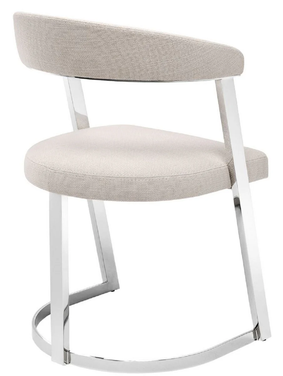 Designer chair with armrests natural color / silver 53.5 x 49 x H. 78 cm - dining room chair - office chair - designer furniture
