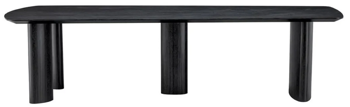 Luxury dining table black gray 300 x 120 x H. 76.5 cm - solid wood kitchen table with slightly curved table top - dining room furniture - kitchen furniture - luxury furniture - luxury furnishings