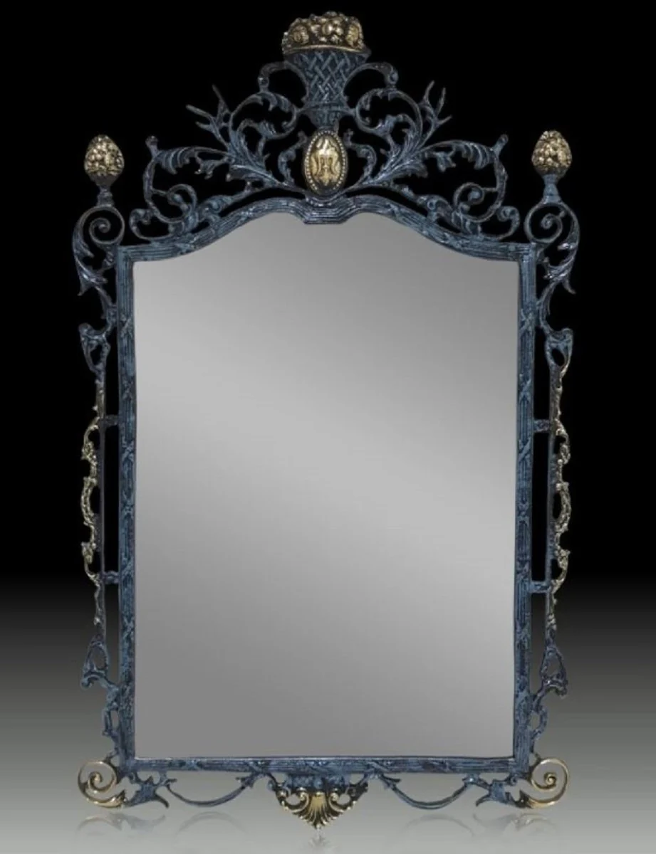 Luxury Baroque Bronze Mirror Blue / Gold H. 95 cm - Baroque Furniture