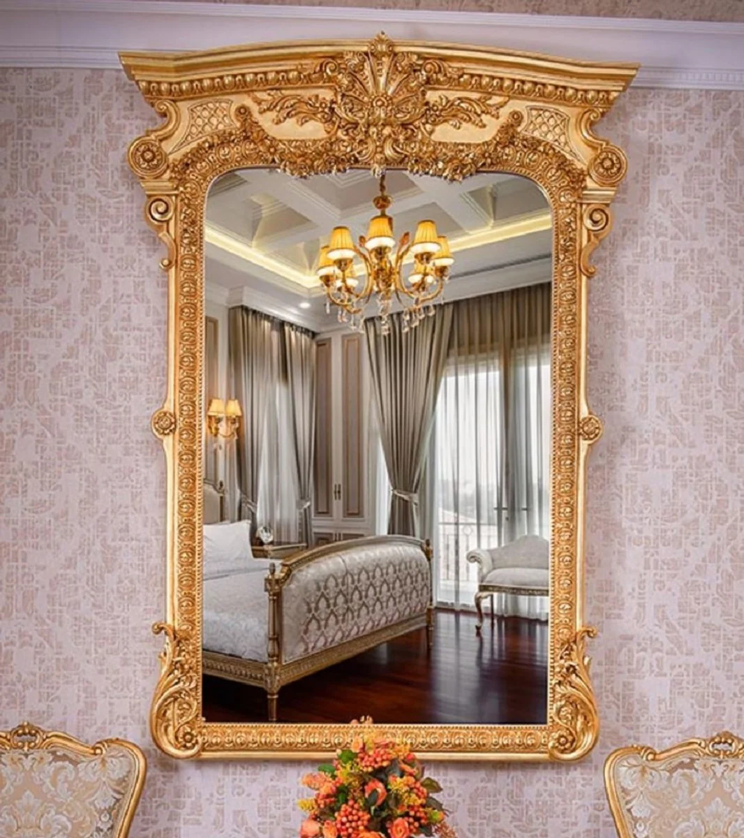 Luxury baroque mirror gold H. 175 cm - Magnificent baroque style wall mirror - Made in Italy
