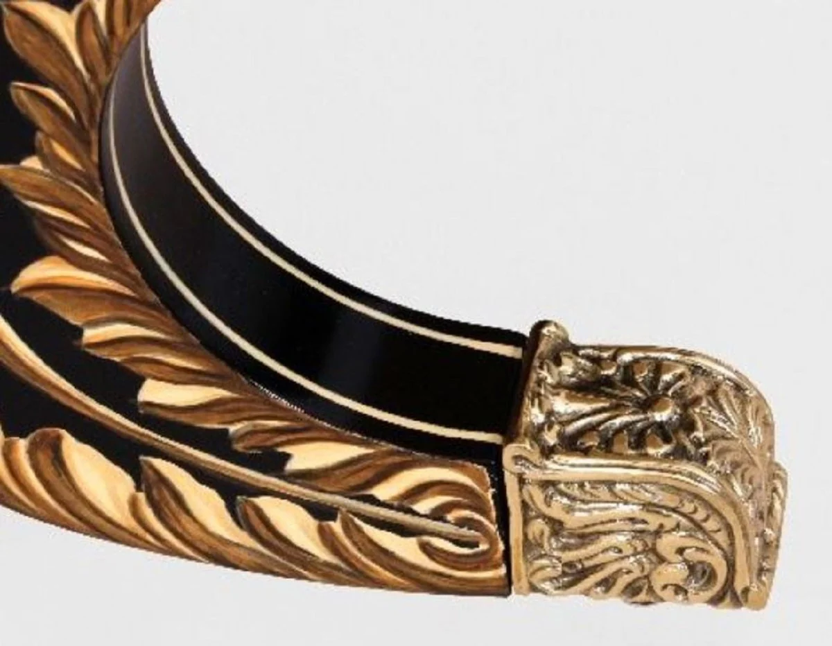 Luxury baroque sofa white / black / gold - magnificent living room sofa with wheels - baroque style living room furniture - luxury furniture in baroque style - baroque living room furnishings