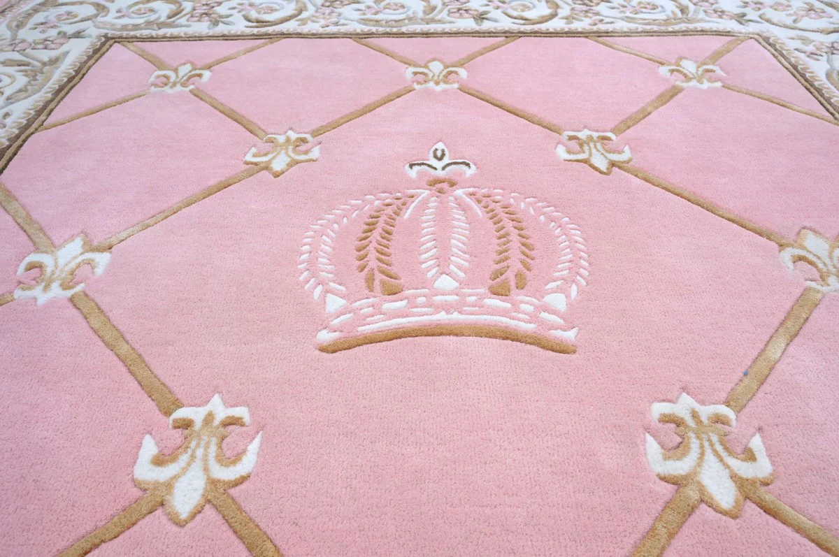 Pompöös by Luxury Baroque Carpet Crown by Harald Glööckler Pink / White / Brown 200 x 300 cm