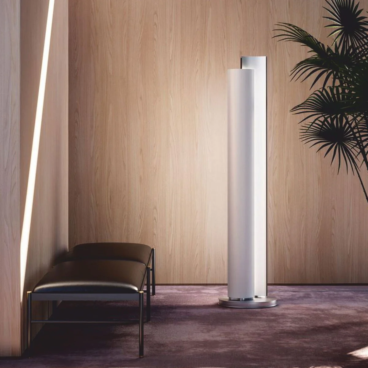 Electric luxury LED column heater white / silver H. 185.5 cm - Made in Italy