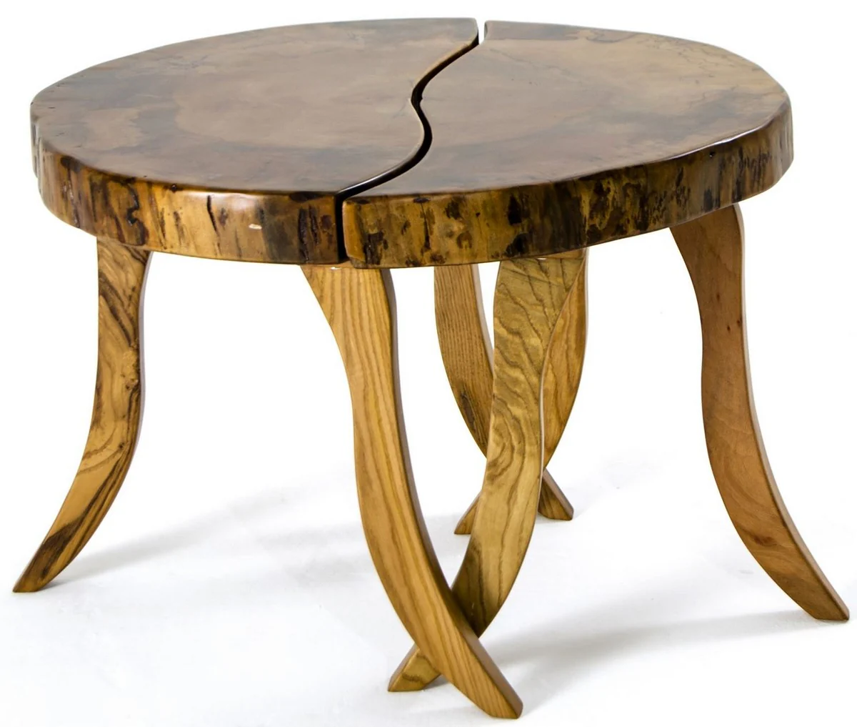 Luxury coffee table brown / natural color Ø 70 x H. 45 cm - Round living room table with solid wood table top - Living room furniture - Hotel furniture - Luxury furniture