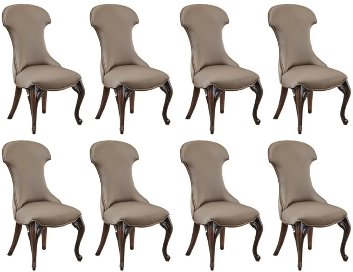 Luxury Baroque Dining Room Chair Set of 8 Gray / Dark Brown - Magnificent Dining Room Chairs in Baroque Style - Baroque Dining Room Furniture - Luxury Dining Room Furniture in Baroque Style - Noble & Magnificent