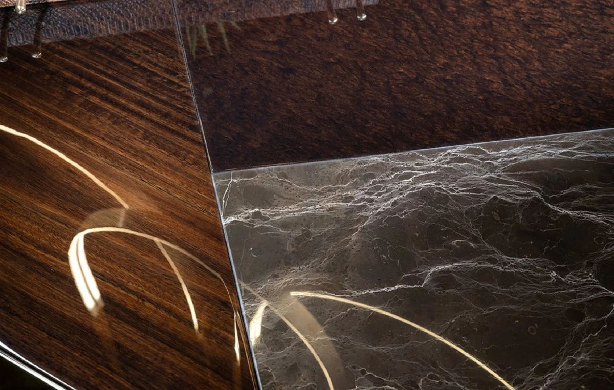 Luxury dining room set dark brown / cream / gray / light brown / gold - 1 luxury dining table & 6 luxury dining chairs - dining room furniture - luxury furniture - luxury furnishings