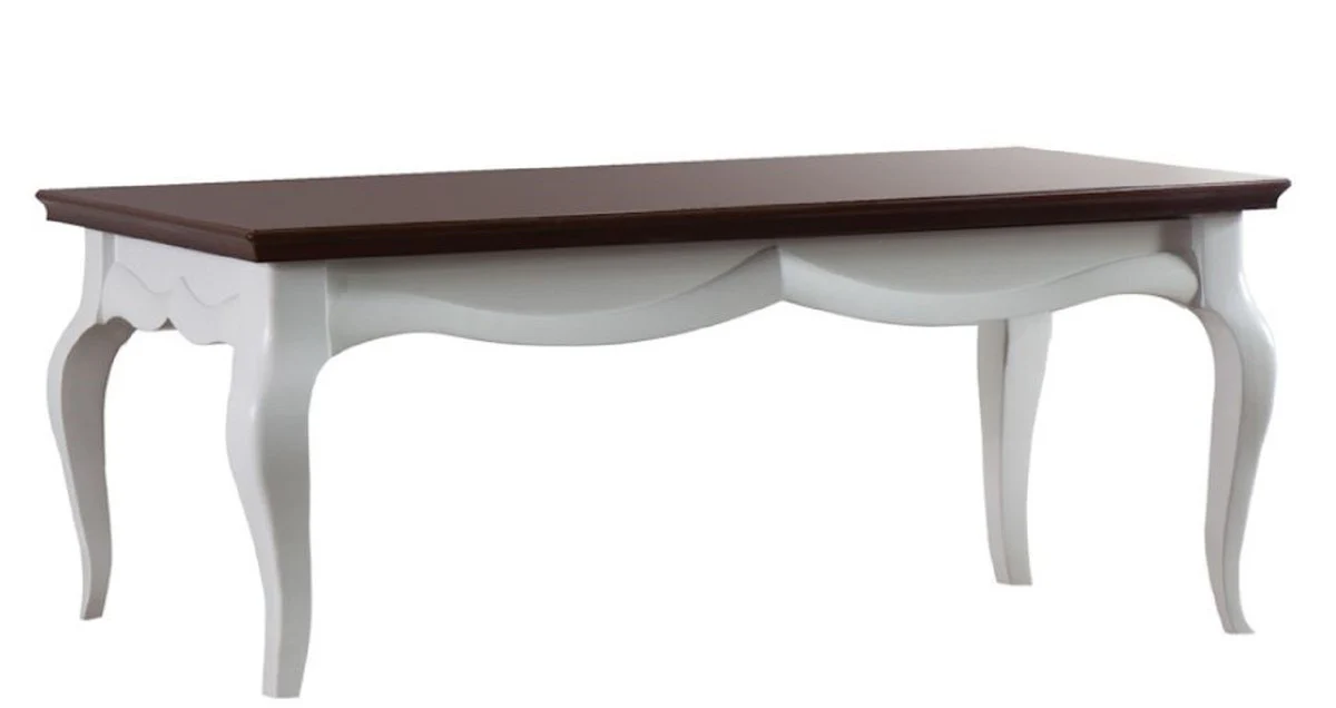 Luxury Art Deco coffee table white / dark brown 100 x 70 x H. 47 cm - living room furniture