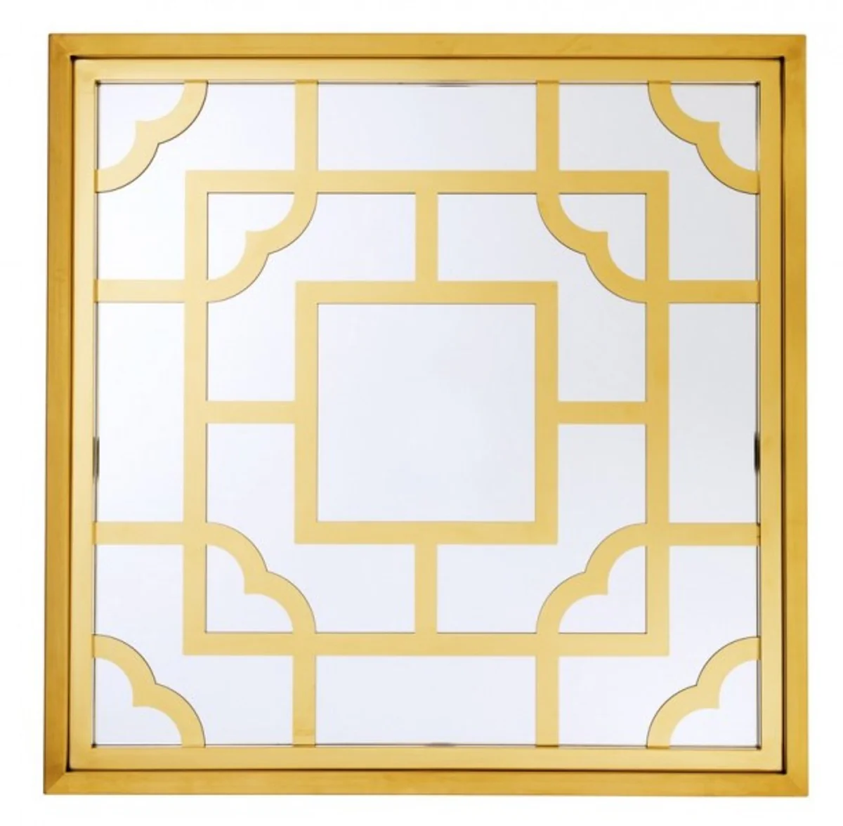 Luxus Designer Wandspiegel Gold 100 x 100 cm - Luxury Hotel Collection
