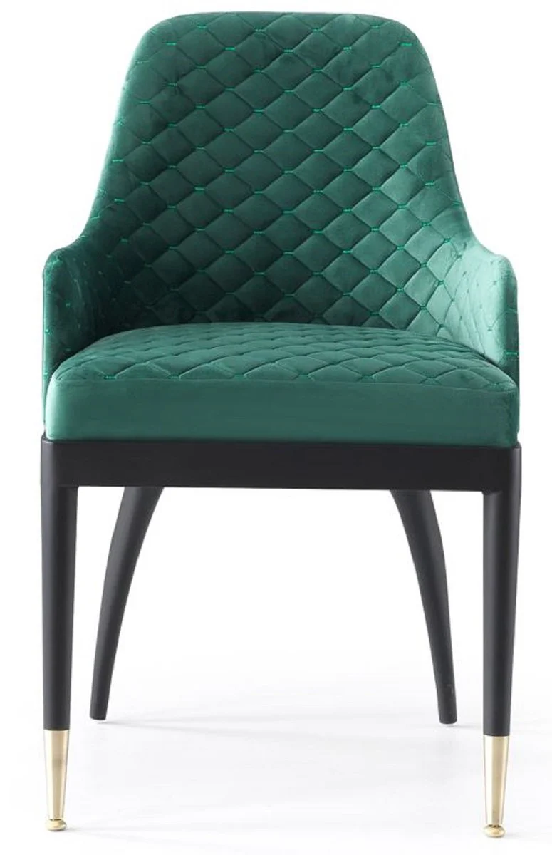 Luxury dining room chair set of 8 with armrests green / black / brass 55 x 59 x H. 88 cm - dining room furniture - restaurant furniture - dining room furnishings - luxury furniture - luxury furnishings