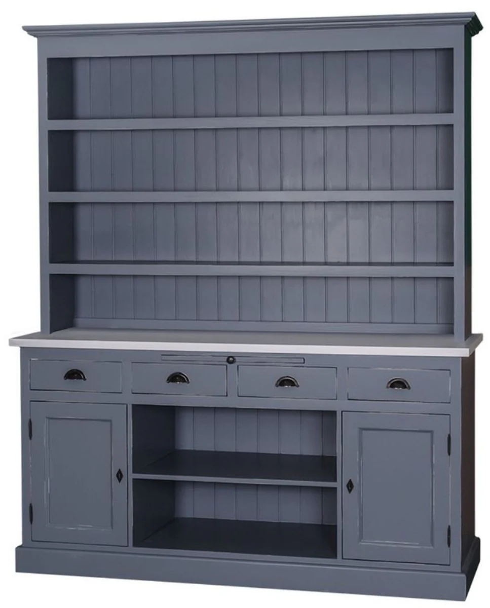 Country house style kitchen cabinet antique blue / gray 178 x 50 x H. 210 cm - country house style kitchen furniture