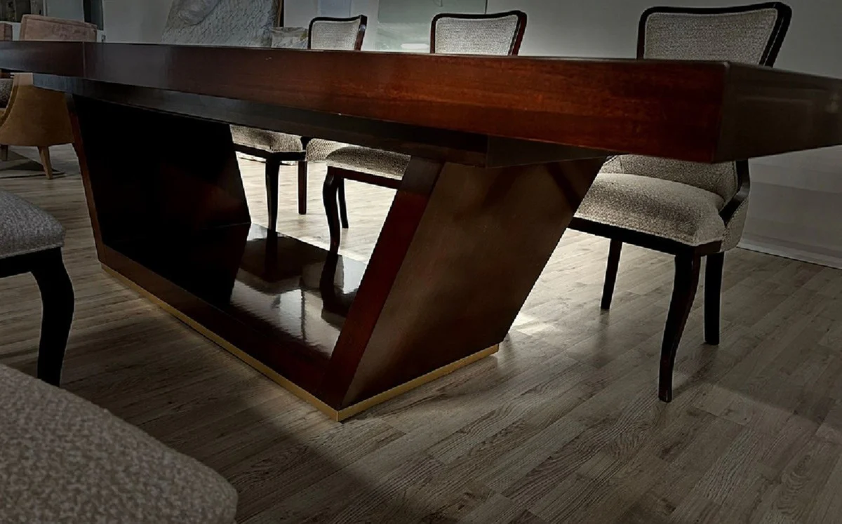 Luxury dining table brown / gold 300-400 x 110 x H. 78 cm - Extendable solid wood dining room table - Italian luxury dining room furniture - Luxury quality - Made in Italy