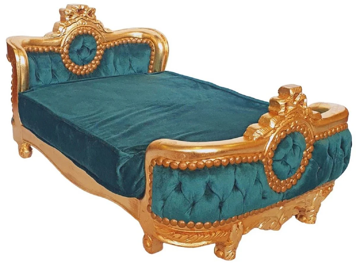 Baroque dog bed green / gold - handmade antique style dog bed - magnificent dog furniture in baroque style - antique style animal furniture - baroque animal furniture