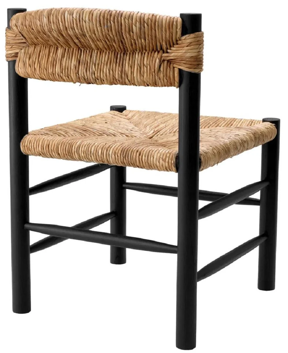 Luxury dining room chair black / natural color 54 x 62.5 x H. 80.5 cm - solid wood kitchen chair - dining room furniture - luxury furniture - dining room furnishings - luxury furnishings