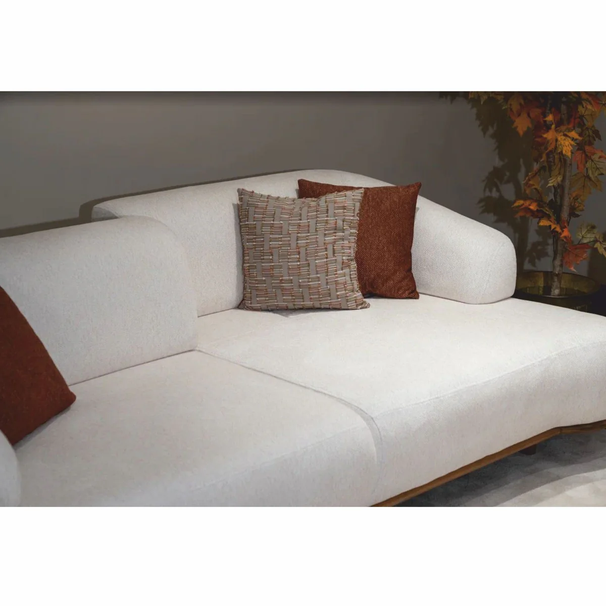 Luxury sofa with adjustable backrests white / brown 240 cm - luxury furniture