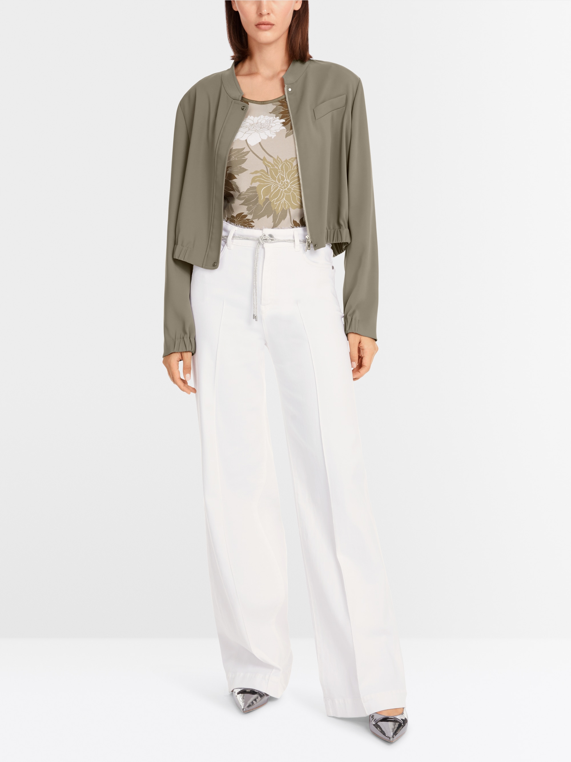 Geripptes T-Shirt mit Blumenmuster von Marc-Cain