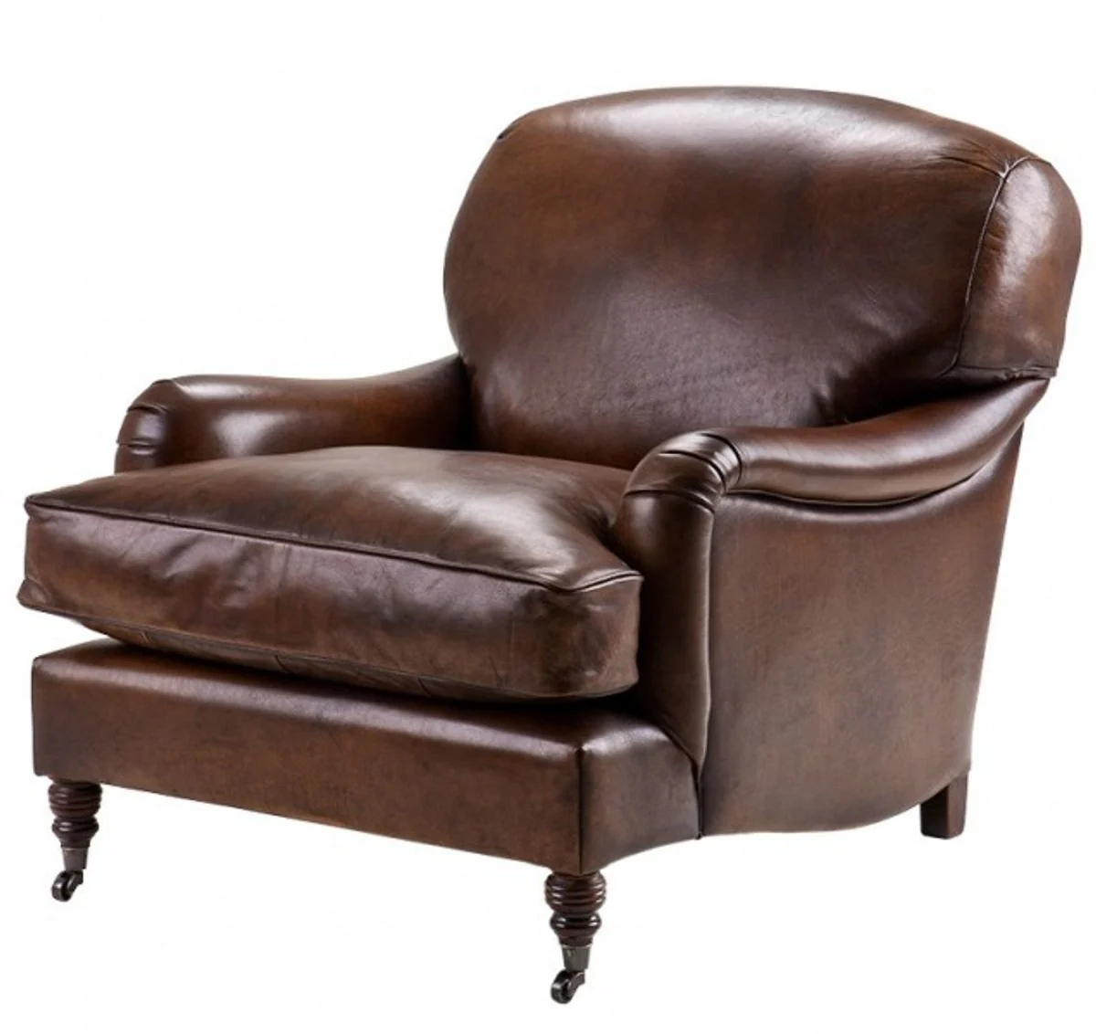 Chesterfield Luxury Real Leather Wing Chair Vintage Leather Dark Brown from - Club Armchair