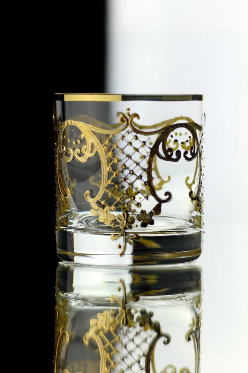 Luxury Baroque Whiskey Glass Set of 6 Gold Ø 8 x H. 9 cm - Handmade and hand-painted whiskey glasses - Hotel & Restaurant Accessories - Luxury quality