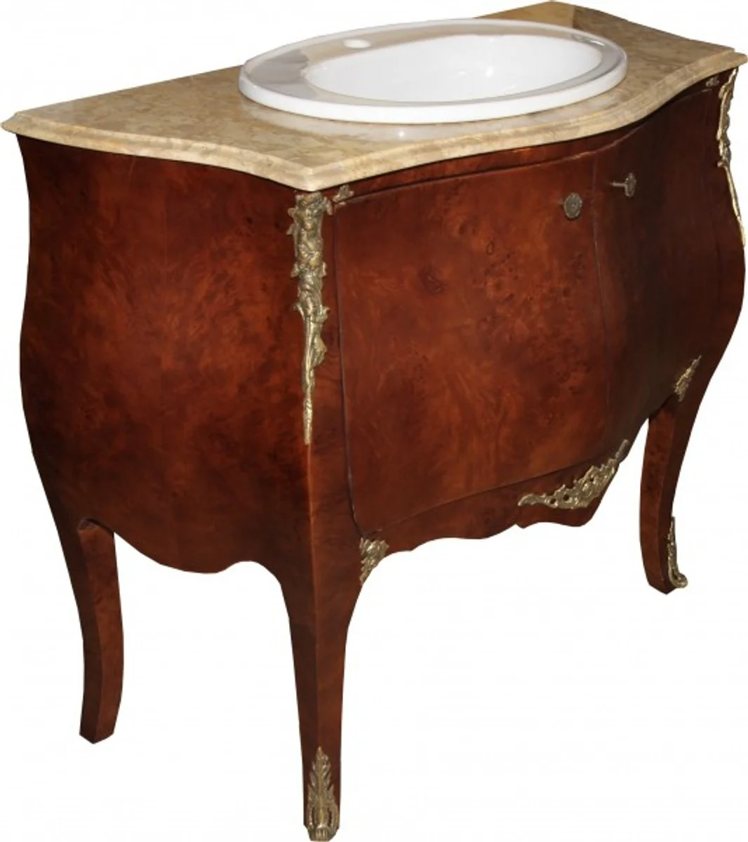 Baroque washbasin brown with cream marble top - Baroque bathroom furniture