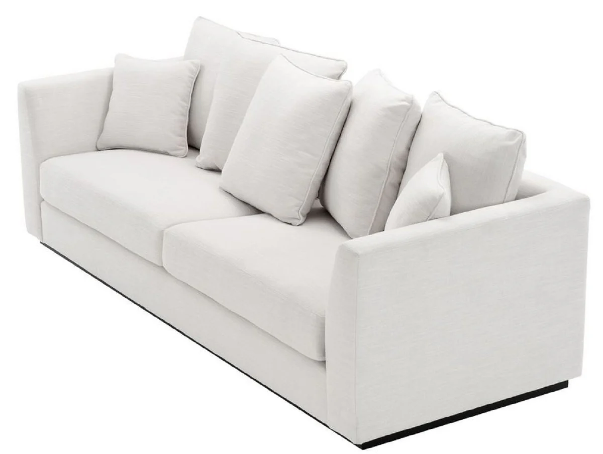 Living room sofa with 7 cushions white / black 255 x 100 x H. 90 cm - luxury couch - living room furniture
