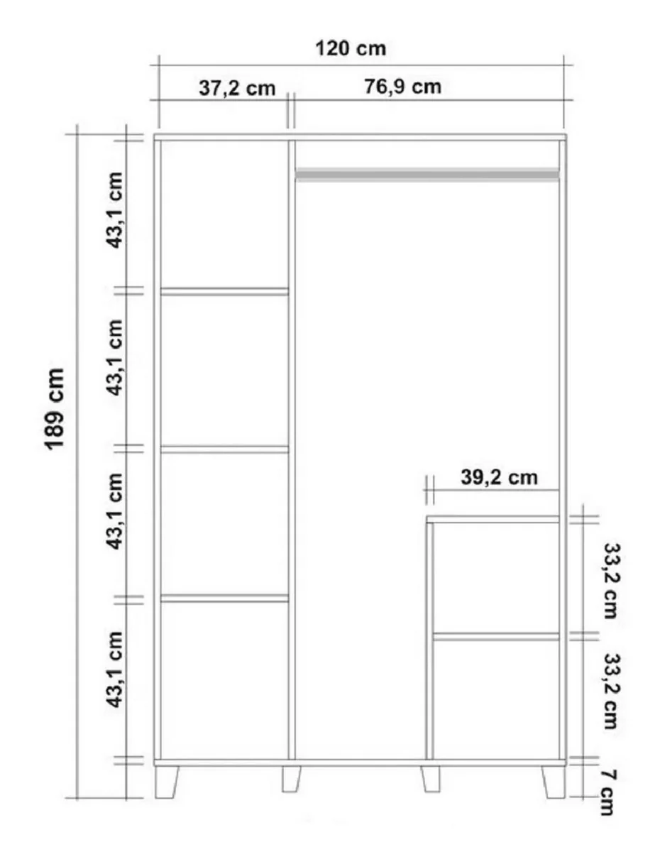 Luxury bedroom wardrobe natural colors / brown 120 x 48 x H. 189 cm - solid wood wardrobe with 3 doors - bedroom furniture - hotel furniture - luxury furniture