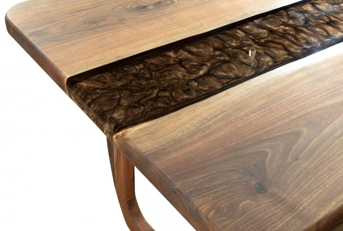 Luxury dining table brown 200 x 100 x H. 76 cm - Rectangular kitchen table with epoxy resin - Dining room furniture - Epoxy resin furniture - Luxury furniture