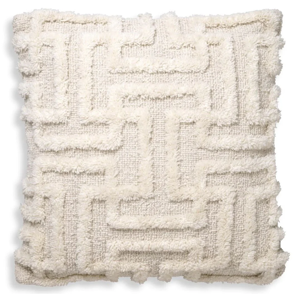 Luxury cushion ivory 60 x 60 cm - Handwoven decorative wool cushion - Square decorative cushion - Living room decoration - Luxury decorative accessories - Luxury collection