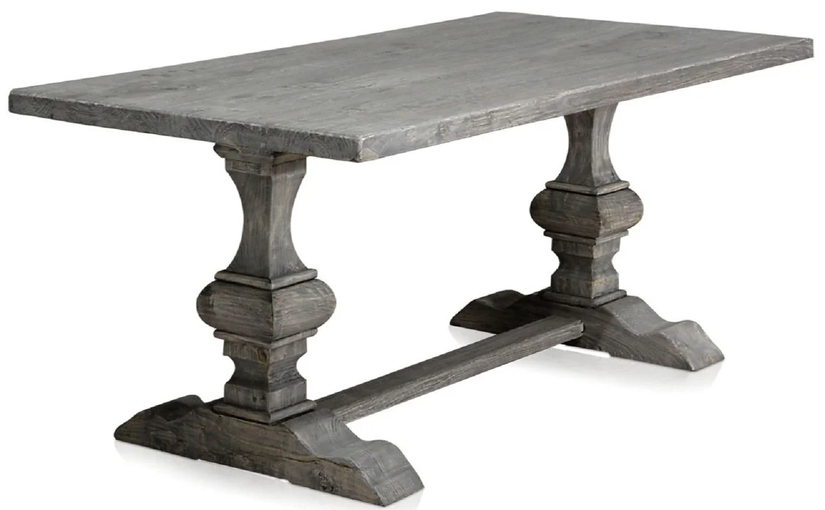 Country house style dining table gray 180 x 90 x H. 76 cm - Rectangular solid wood kitchen table made of high-quality untreated reclaimed wood - Dining room furniture - Country house style furniture