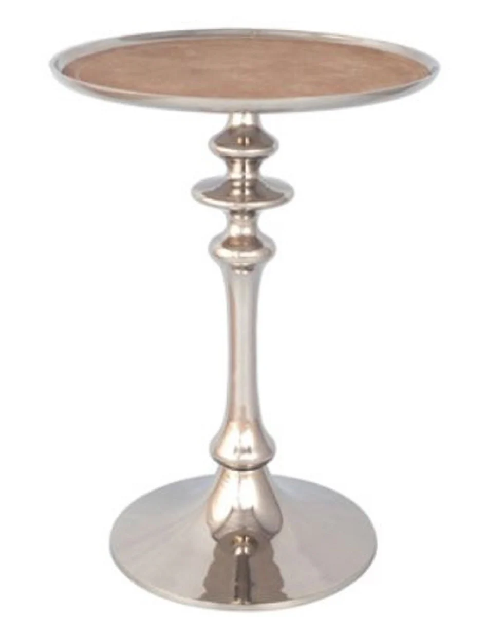 Designer side table silver / brown Ø 40 x H. 58 cm - luxury living room furniture