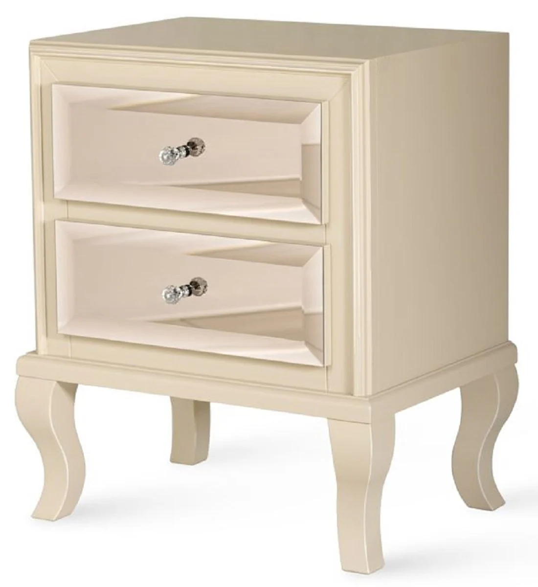 Luxury Art Deco bedside table beige / brown 55 x 40 x H. 65 cm - Mirrored side table with 2 drawers - Luxury bedroom furniture - Luxury Art Deco furniture