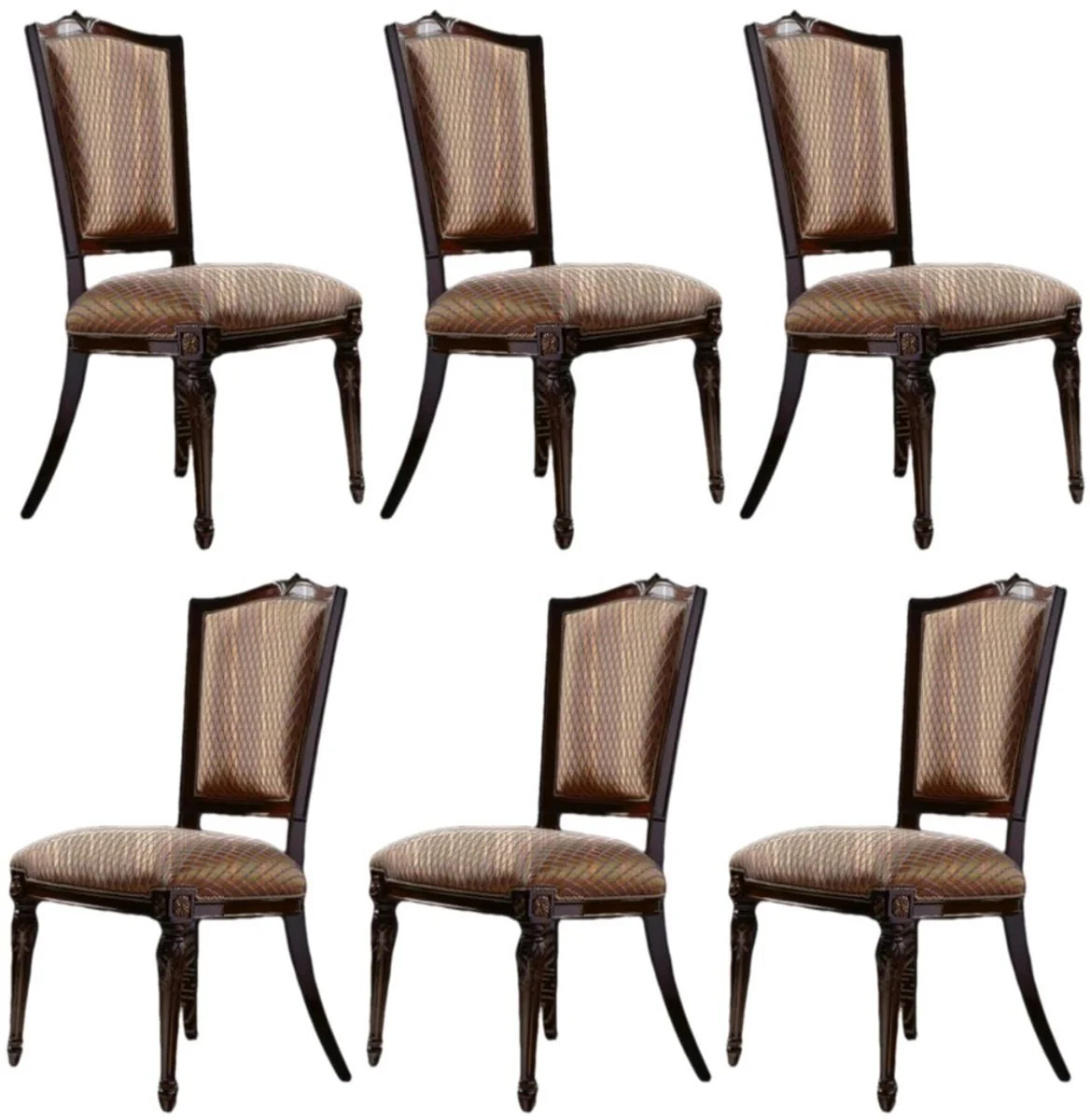 Luxury Baroque Dining Room Chair Set of 6 Orange / Dark Brown - Magnificent Dining Room Chairs in Baroque Style - Baroque Dining Room Furniture - Luxury Dining Room Furniture in Baroque Style