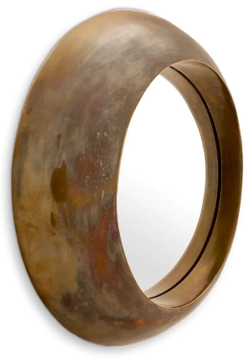 Luxury aluminum wall mirror vintage brass Ø 50 cm - round living room mirror - bedroom mirror - cloakroom mirror - luxury furniture - luxury furnishings