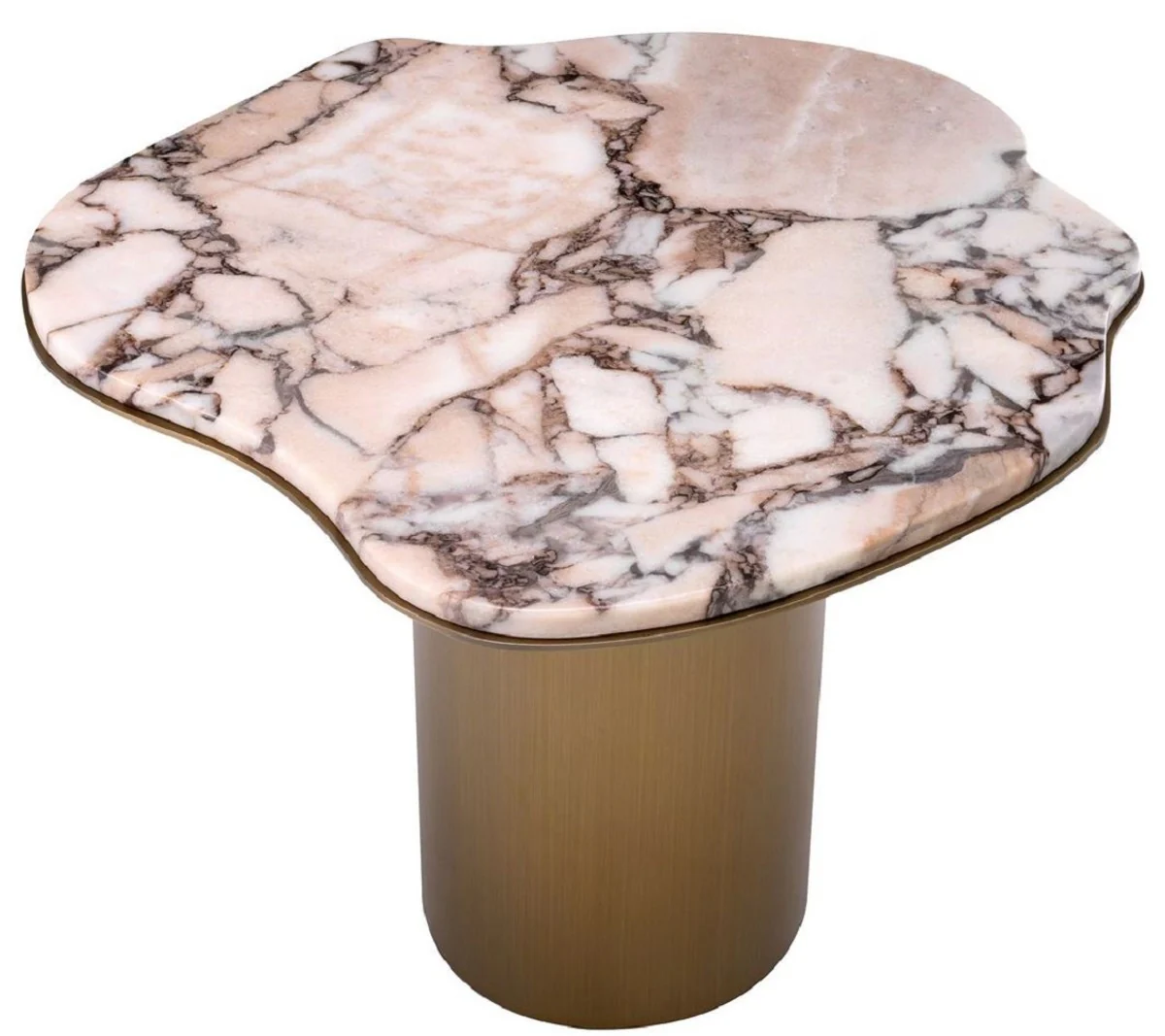 Luxury side table multicolored / brass 58.5 x 60.5 x H. 51 cm - Stainless steel table with marble top - Living room furniture - Luxury furniture - Living room furnishings - Luxury quality