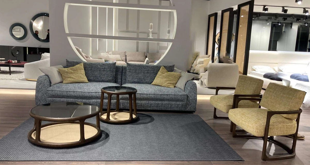 Luxury sofa blue / gray / black 308 x 106 x H. 83 cm - living room sofa - hotel sofa - living room furniture - living room furniture - hotel furniture - luxury furniture - luxury furniture