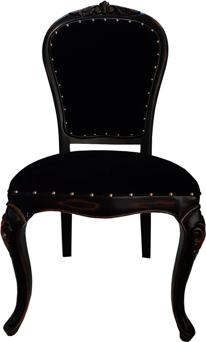Baroque Luxury Dining Room Chair Black / Black-Brown Antique Look - Luxury Hotel Furniture - Baroque Furniture