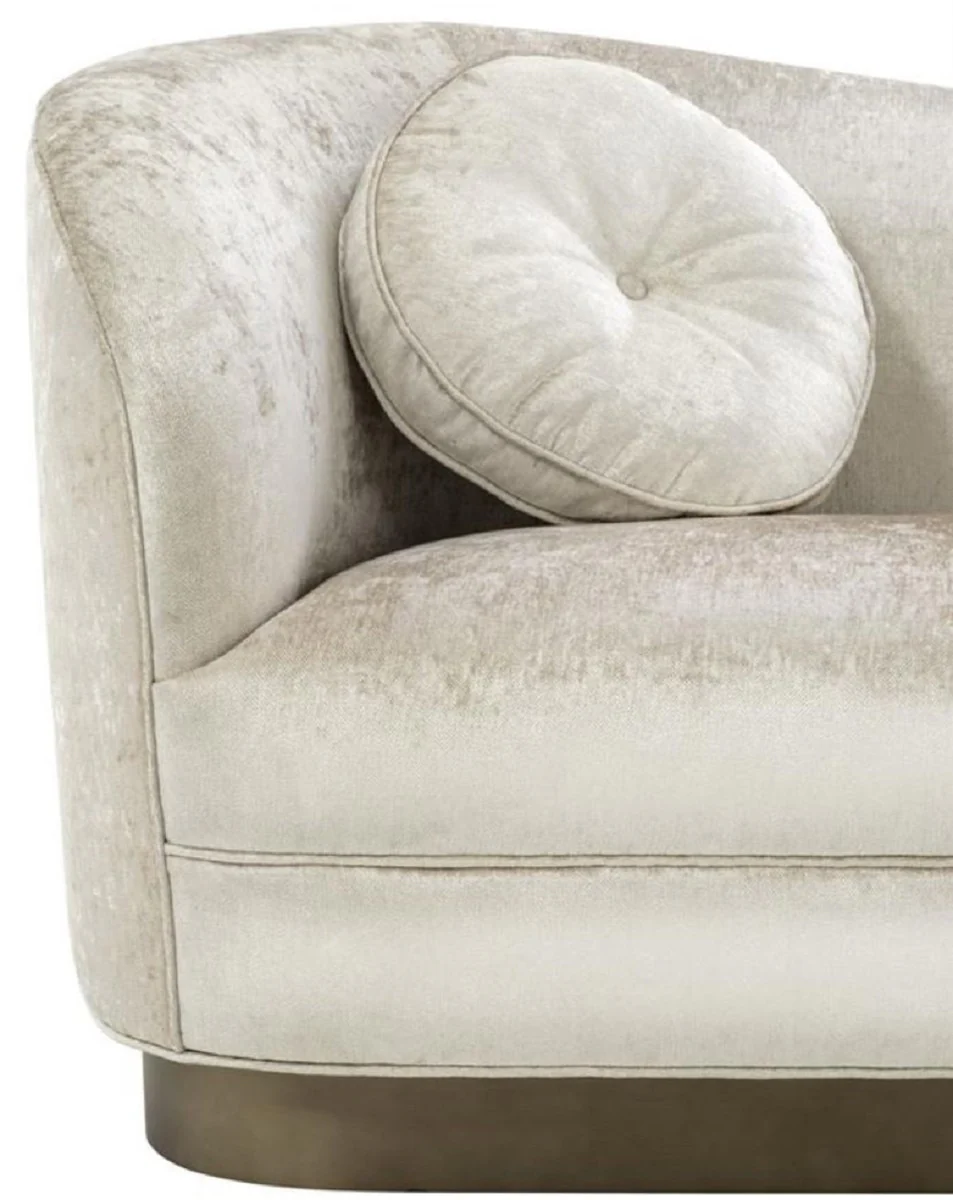 Luxury living room sofa white-beige / bronze 230 x 85 x H. 82 cm - Curved luxury couch with 2 decorative cushions