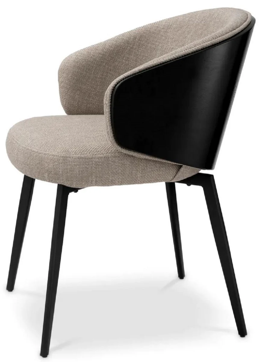 Luxury dining room chair gray / black 57 x 62 x H. 77 cm - kitchen chair with armrests - dining room furniture - luxury furniture - luxury quality