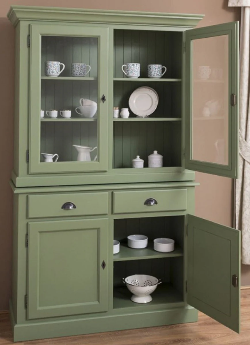 Country house style dining room cabinet green 126 x 45 x H. 200 cm - solid wood kitchen cabinet - dining room furniture in country house style - country house style furnishings - dining room furnishings
