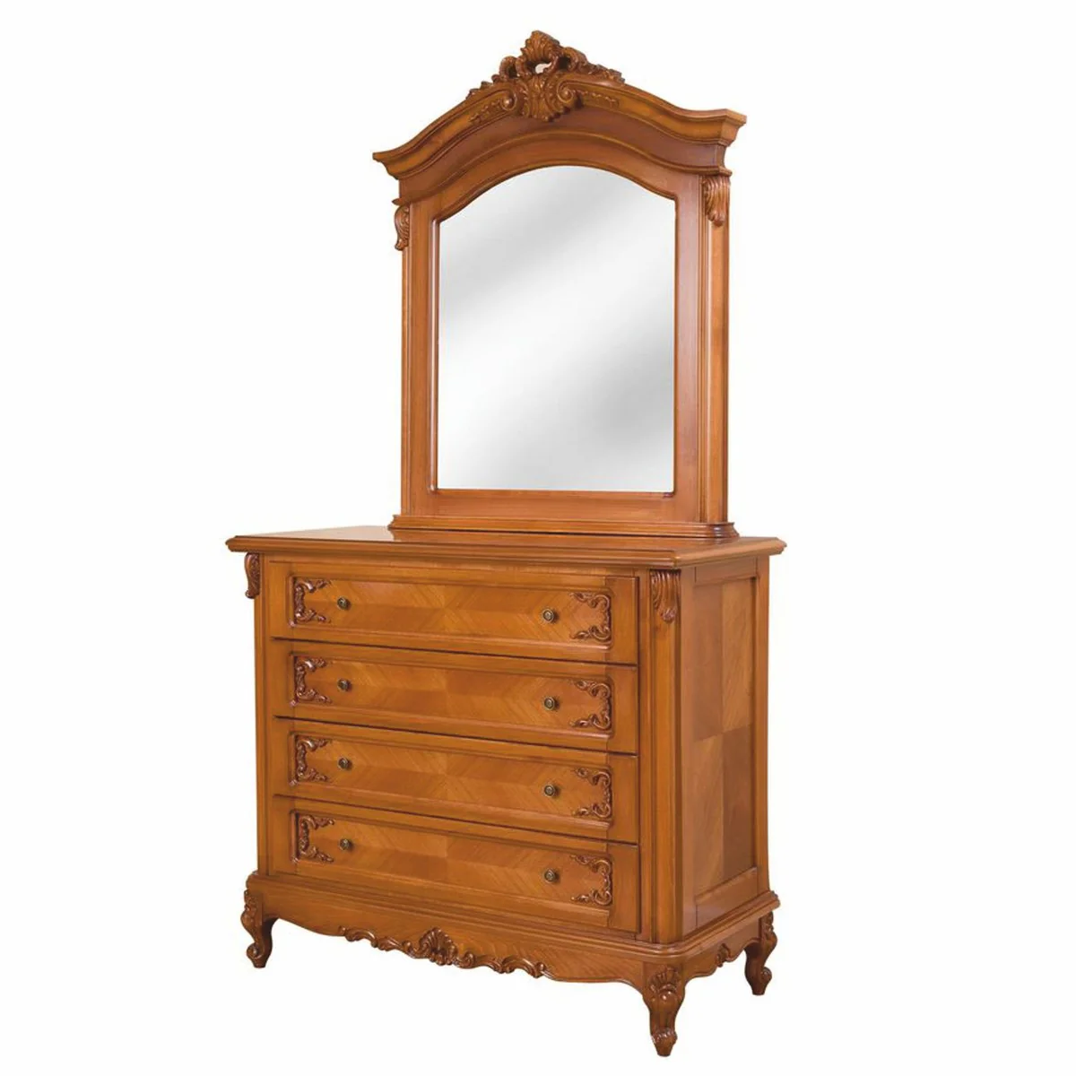 Luxury Baroque chest of drawers with mirror brown - Baroque style bedroom furniture