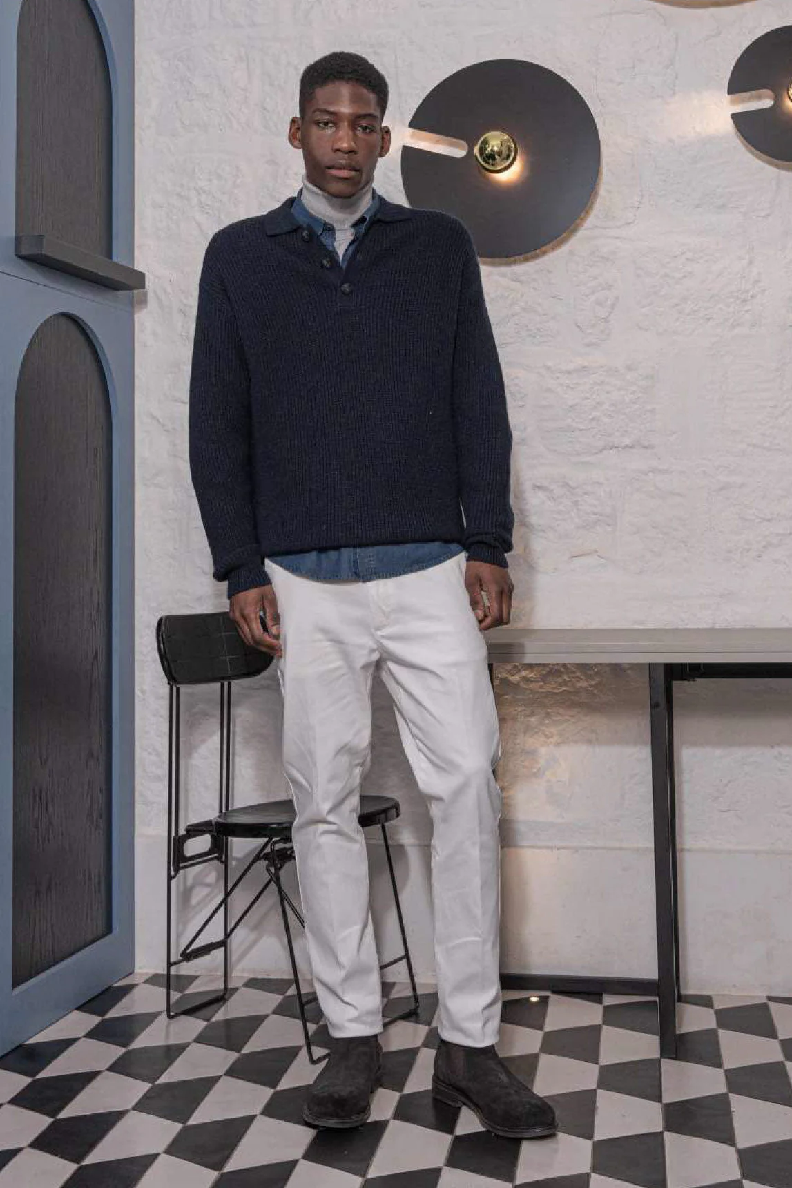 Rivera-Spain Marineblauer Rollkragenpullover