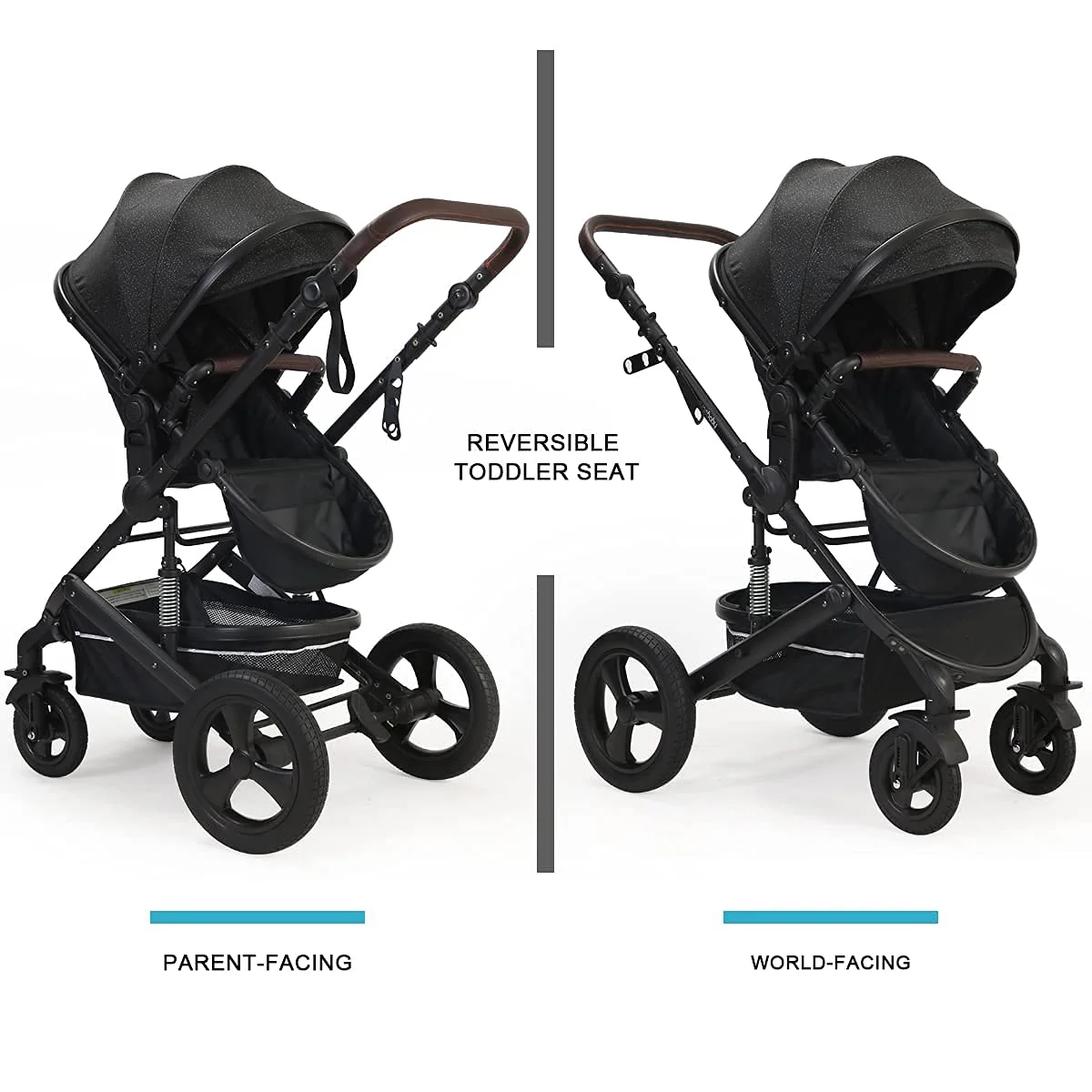 Kinderwagen für Neugeborene und Kleinkinder – Cynebaby 2-in-1 Hochformat, umwandelbar, umkehrbar, stoßfest, Stubenwagen, Kinderwagen, Kinderwagen, mit Getränkehalter, Fußsack und Wickeltasche (grün)
