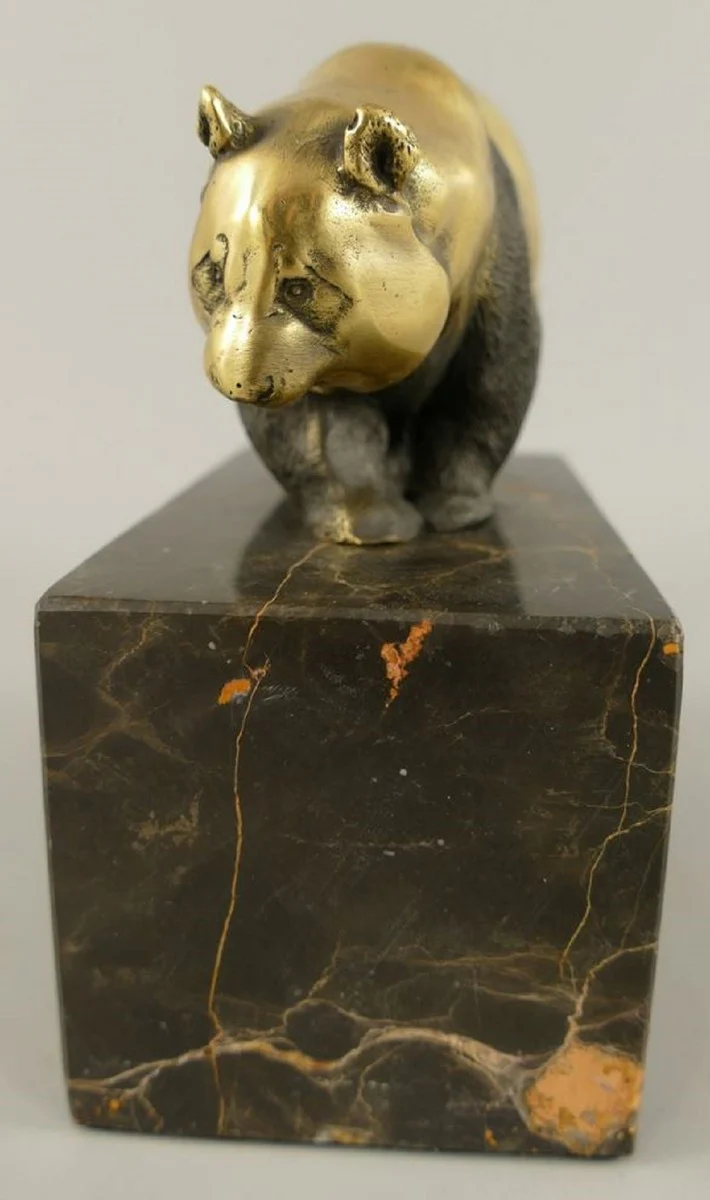 Bronze Skulptur Panda Bär Gold / Schwarz 13 x 7 x H. 15 cm - Bronzefigur - Dekofigur - Schreibtisch Deko Accessoires