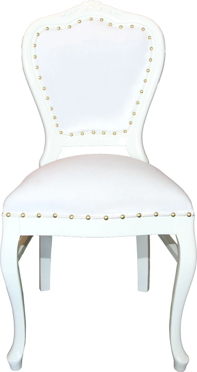 Baroque Luxury Dining Room Chair Louis White / White - Hotel & Restaurant Seating