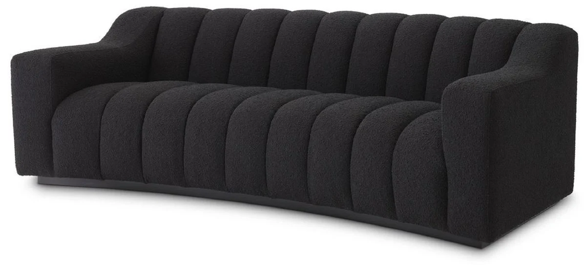 Luxury sofa black 234 x 96 x H. 76.5 cm - slightly curved living room sofa - hotel sofa - luxury quality